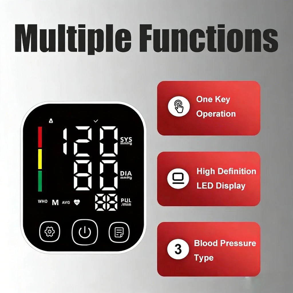 Rechargeable Blood Pressure Monitor Portable Digital Arrhythmia Meter Upper Arm Automatic Tonometer Home Health Tensiometer