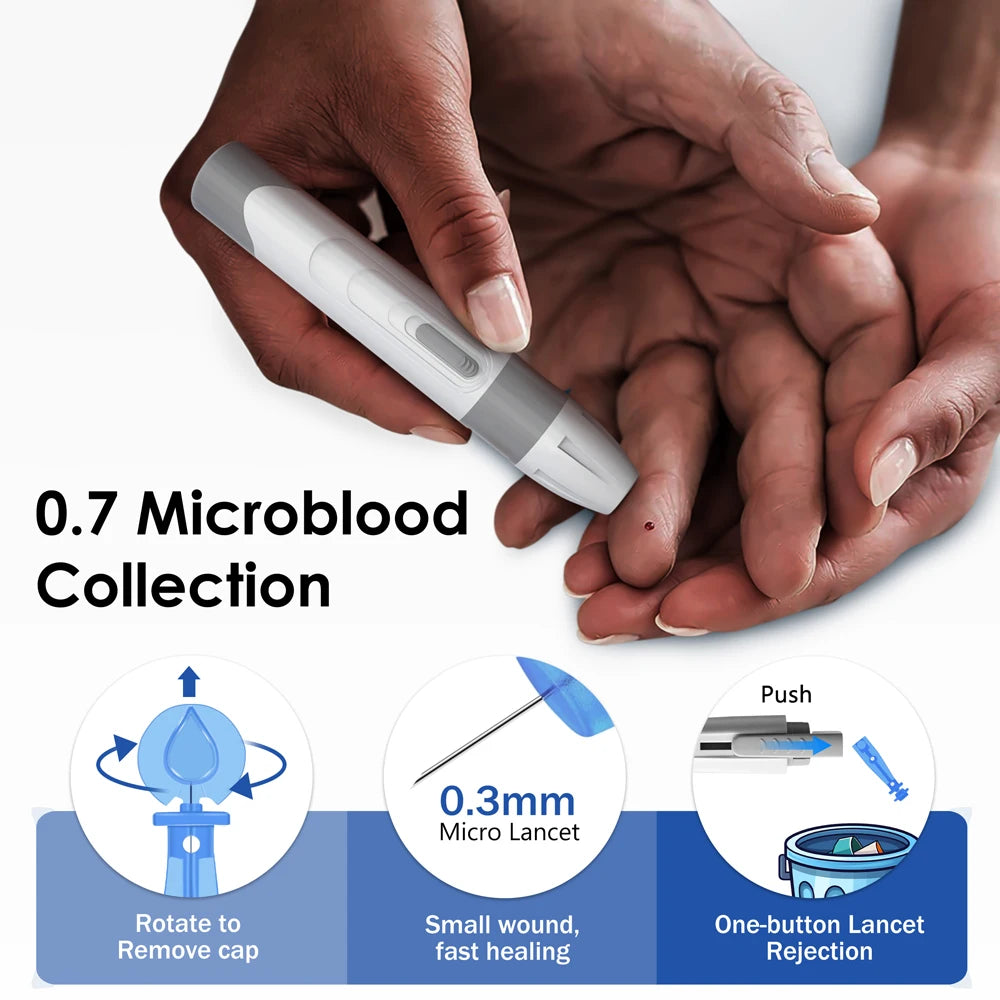 LinkSun Blood Glucose Meter G-425-3 Glucosemeter Kit 10/50/100pcs Strips No Code For Diabetes Tester Medical Blood Sugar Monitor