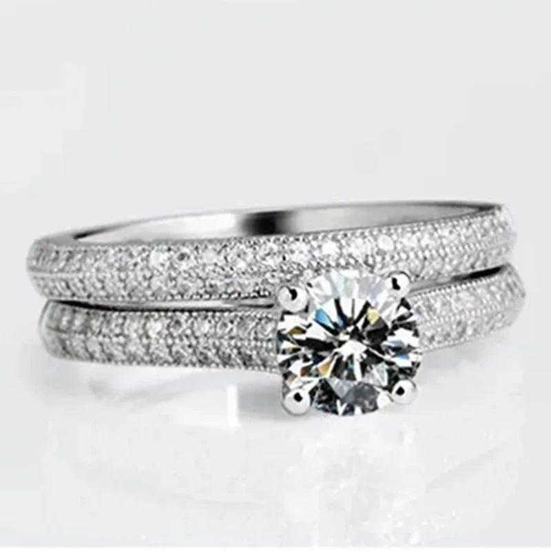CC Lovers Jewelry Rings For Women 2pcs Bridal Sets