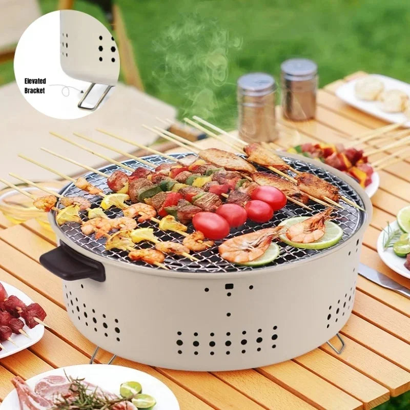 Portable Barbecue Grill Korean Charcoal Stove Stainless Steel Split BBQ