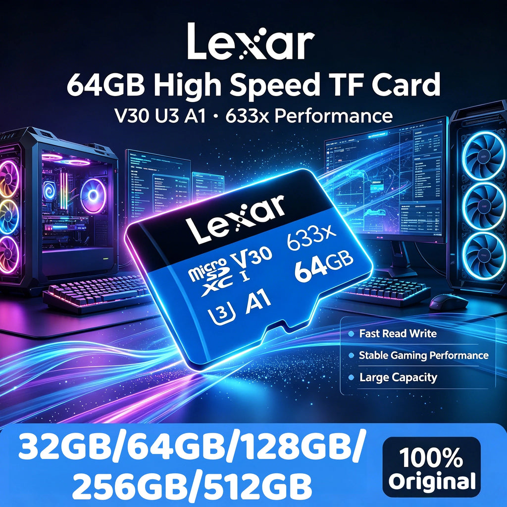 Lexar 633x Micro SD Card 128GB 256GB 64GB SDXC V30 U3 Class 10 A1 with 100MB/s Read Speed for Smartphone Tablet Action Camera