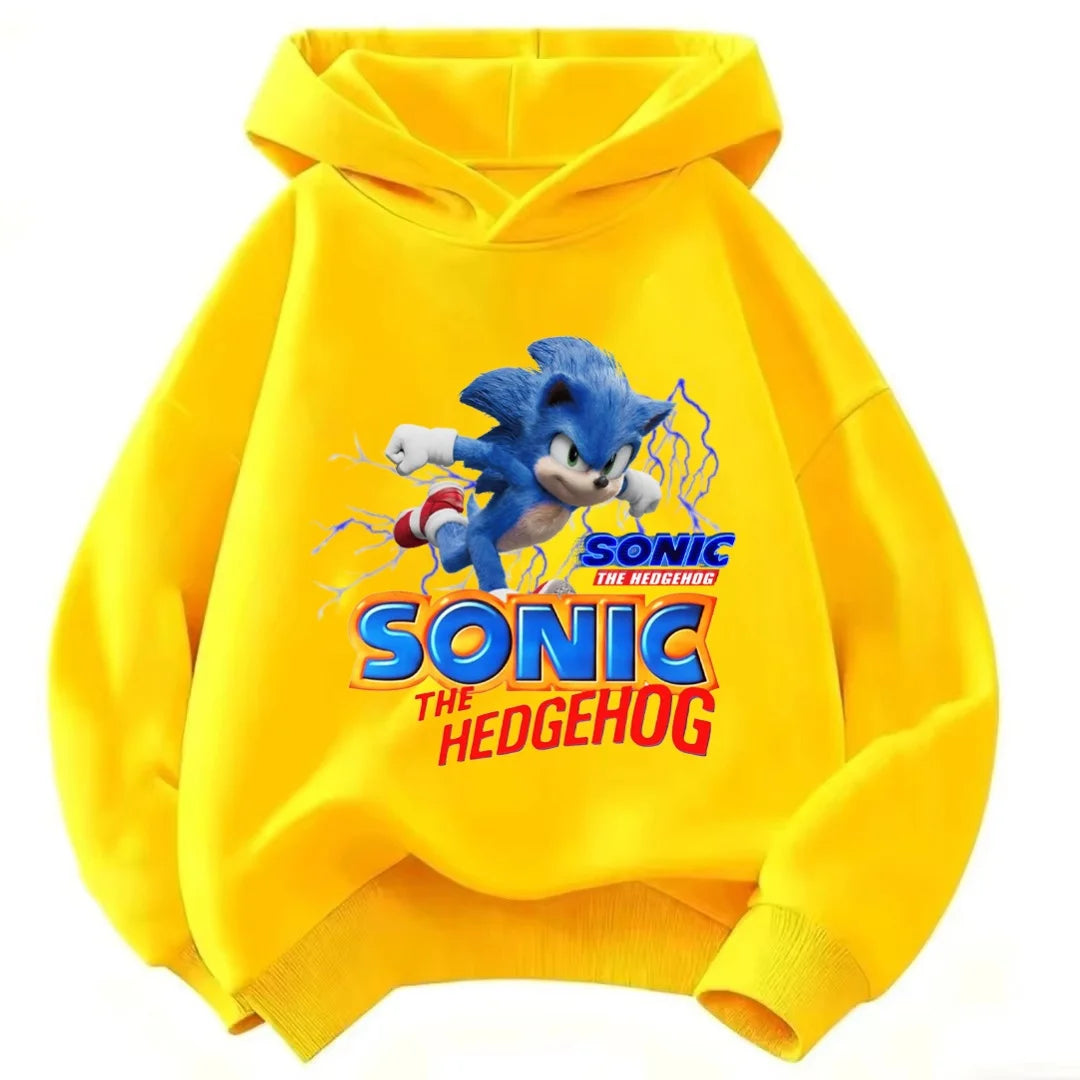 2026 Kids Thick Hoodie with Cute Sonic Anime Pattern