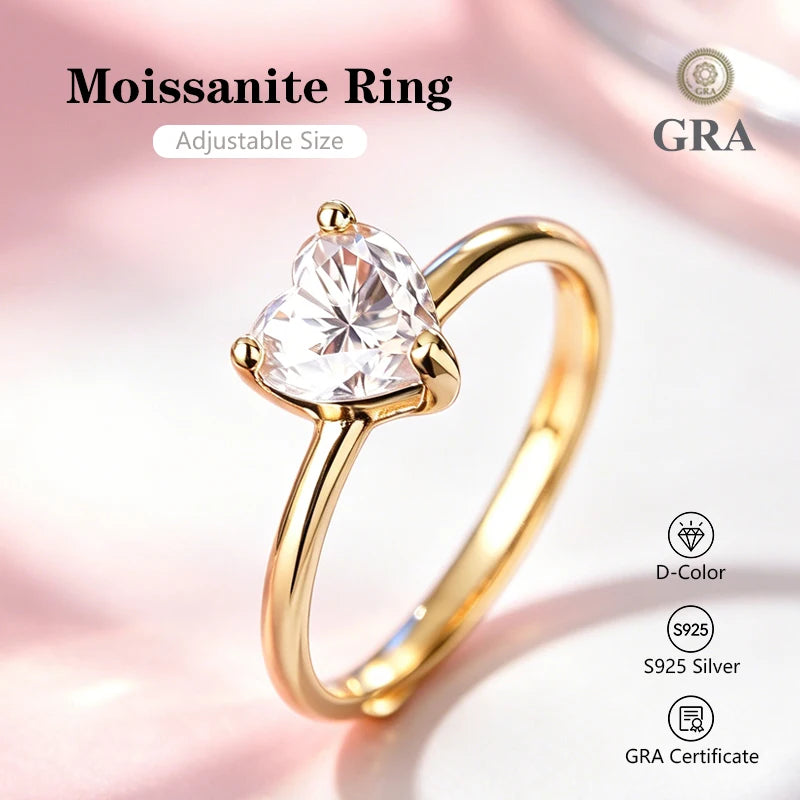 0.5-2.0 Carat Emerald Cut Moissanite Ring S925