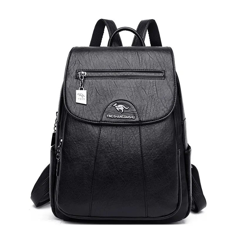 Faux Leather Backpack for Women,Flap Zipper Pocket