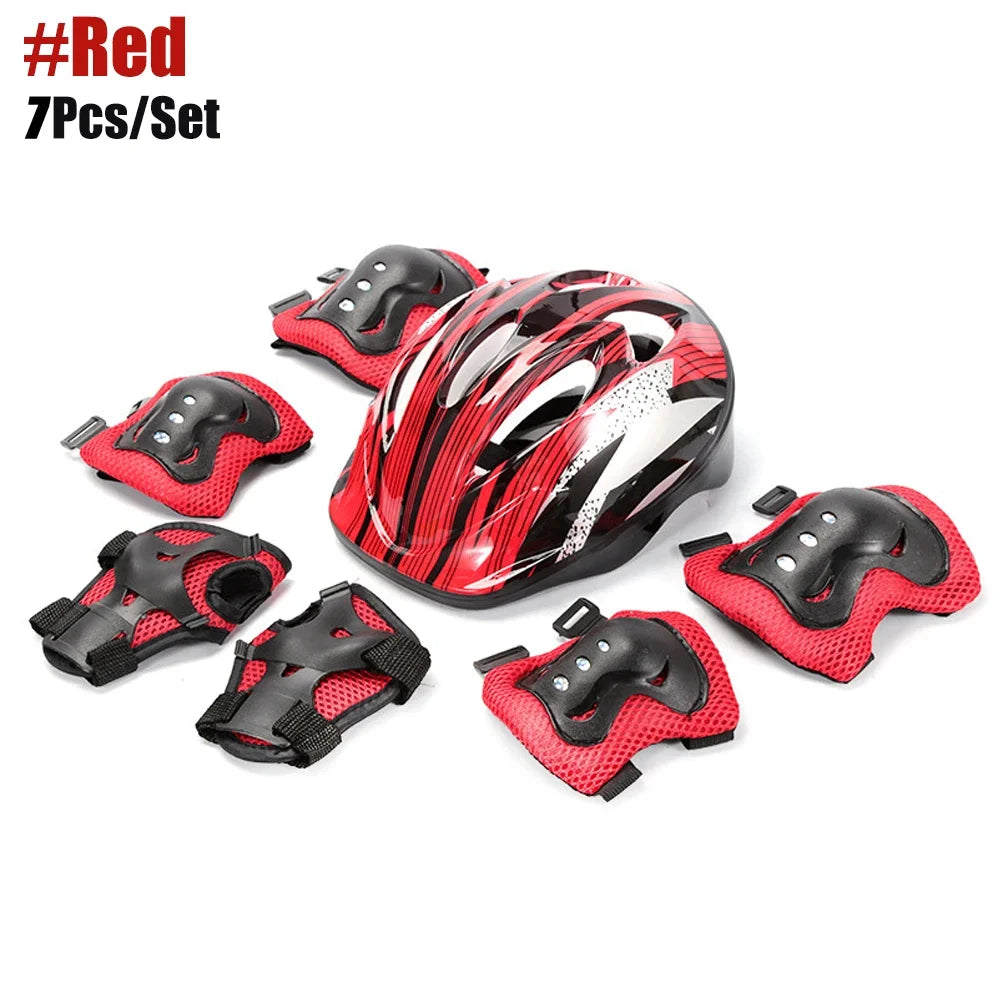 7Pcs/Set Roller Skating Kids Boy Girl Safety Helmet Knee Elbow Pad Sets Cycling Skate Bicycle Scooter Protection Safety Guard