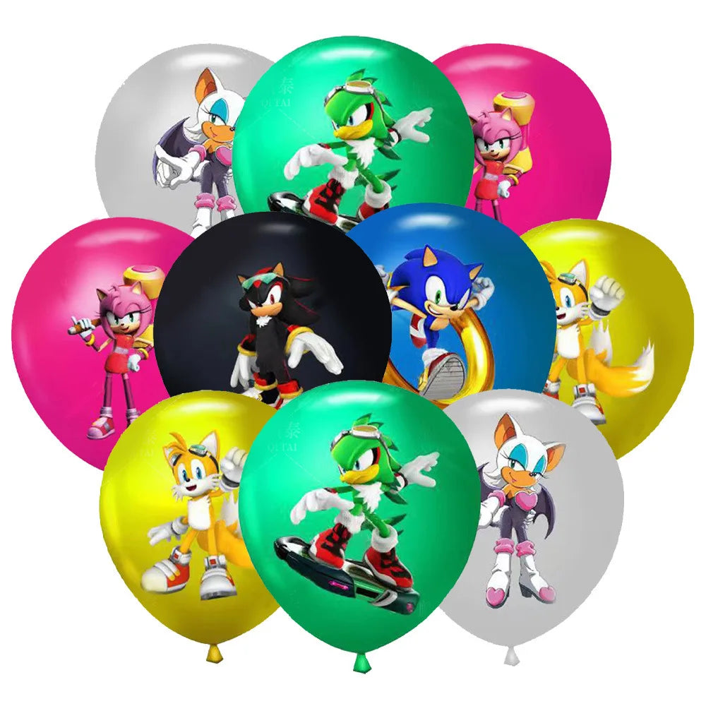 10pcs Sonic Latex Balloons Sonic Superhero Game Fans Ballon Happy Birthday Party Decoration Kids Toys Hedgehog Supplies Globos