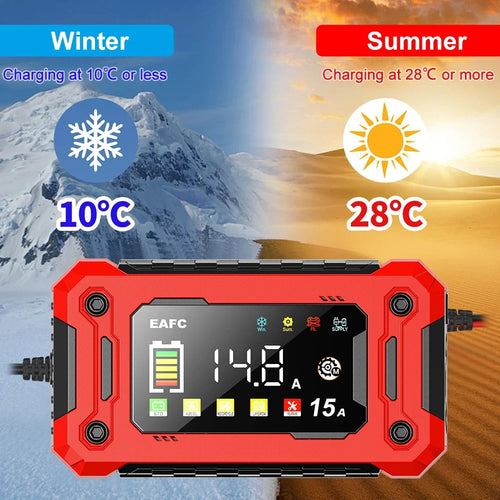 12V 8A /12V 15A Car Battery Charger | One-Touch Pulse Repair & Auto Start | All-in-One