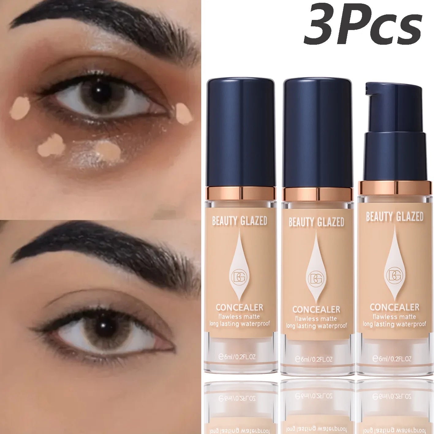 3Pcs/Set Full Coverage Concealer Foundation Long Lasting Waterproof