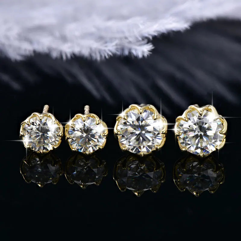 Moissanite Circular Stud Earrings for Women 14K Gold Filled