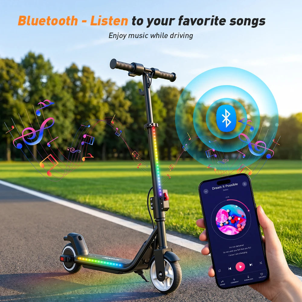 iScooter iK3Max Kids Electric Scooter 200W 4.5Ah Scooter 13KM Range Foldable Scooter 6.5 inch Tire Bluetooth Connection Scooter