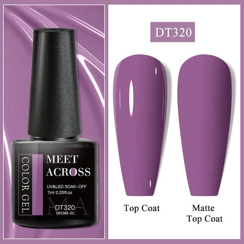 MEET ACROSS 7ml Purple Nail Gel Polish Semi Permanent Nail Art For Nails Decoration