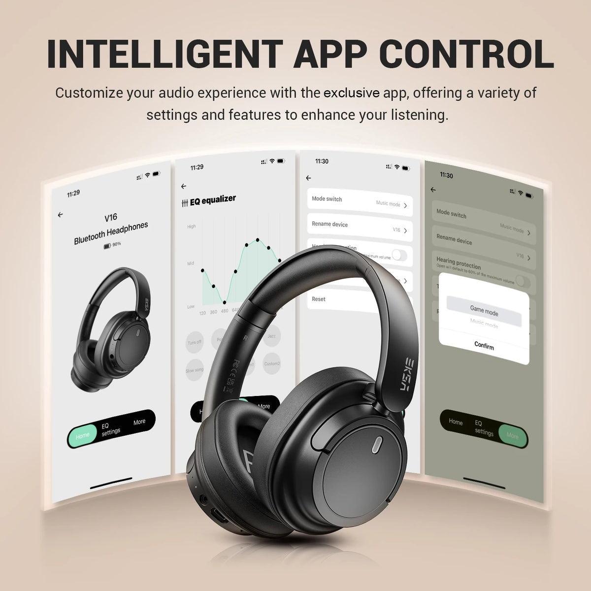 Bluetooth 5.3 Wireless Headphones 90H Playtime 40mm