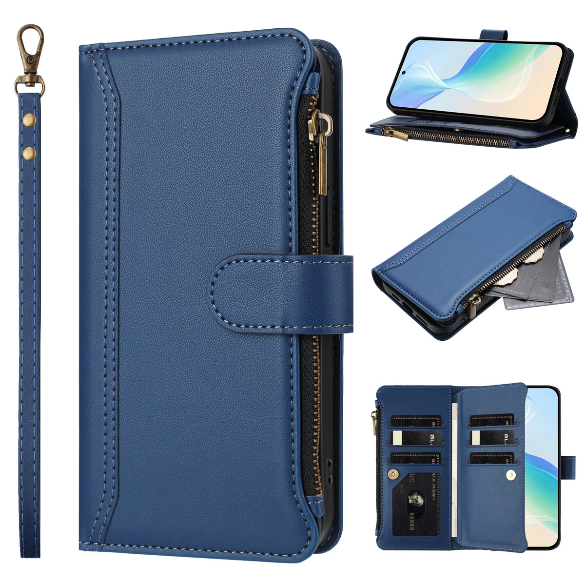 Zipper Wallet Phone Case For Honor X5B X6A X6B X7C X7D X8A X8C X9A X9C X9D