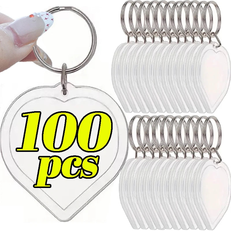 1/100pcs Transparent Photo Frame Keychain Creative Acrylic