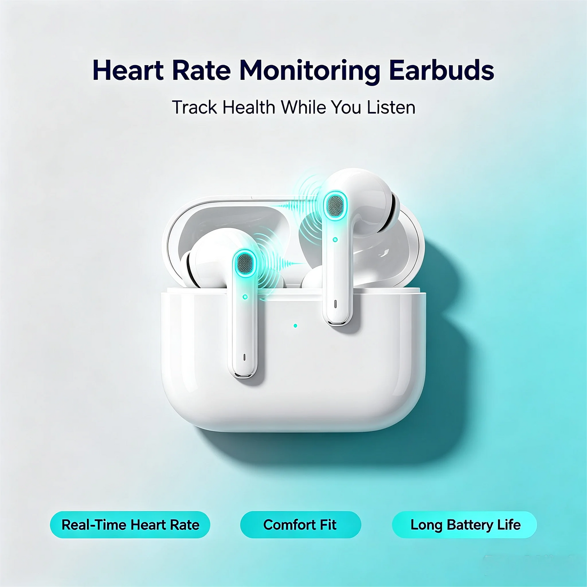 ZZLOVE Wireless Heart Rate Monitor TWS Earbuds Noise Cancelling