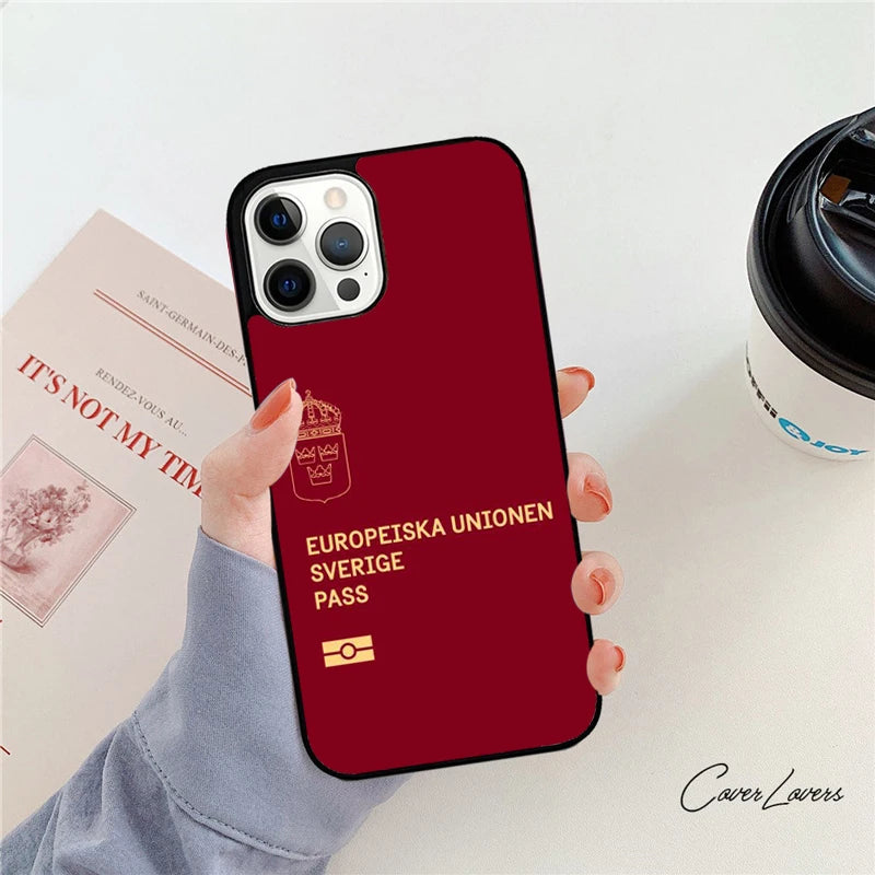 Sweden Passport Phone Case For iPhone 14 15 16 13 12 Mini Max Cover For Apple iPhone 11 Pro Max 6 8 7 Plus SE2020 Coque