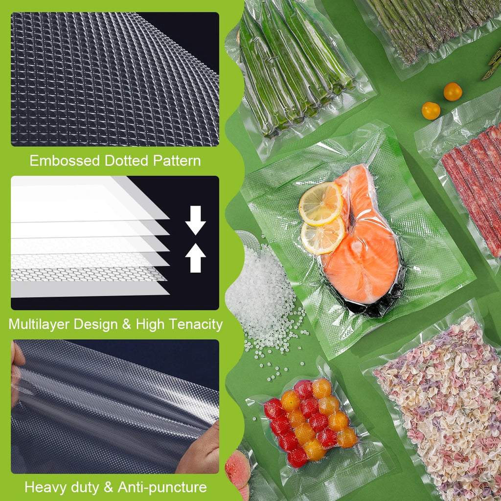 Vacuum Sealer Bags, Food Storage Pouches, Freshness Preservation for Kitchen, Compatible with Vacuum Sealer Machine Accessories