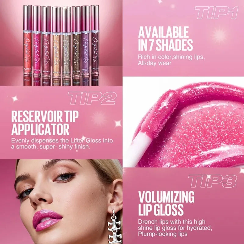8 Colors Glitter Shimmer Lip Gloss Moisturizing Long Lasting Diamond