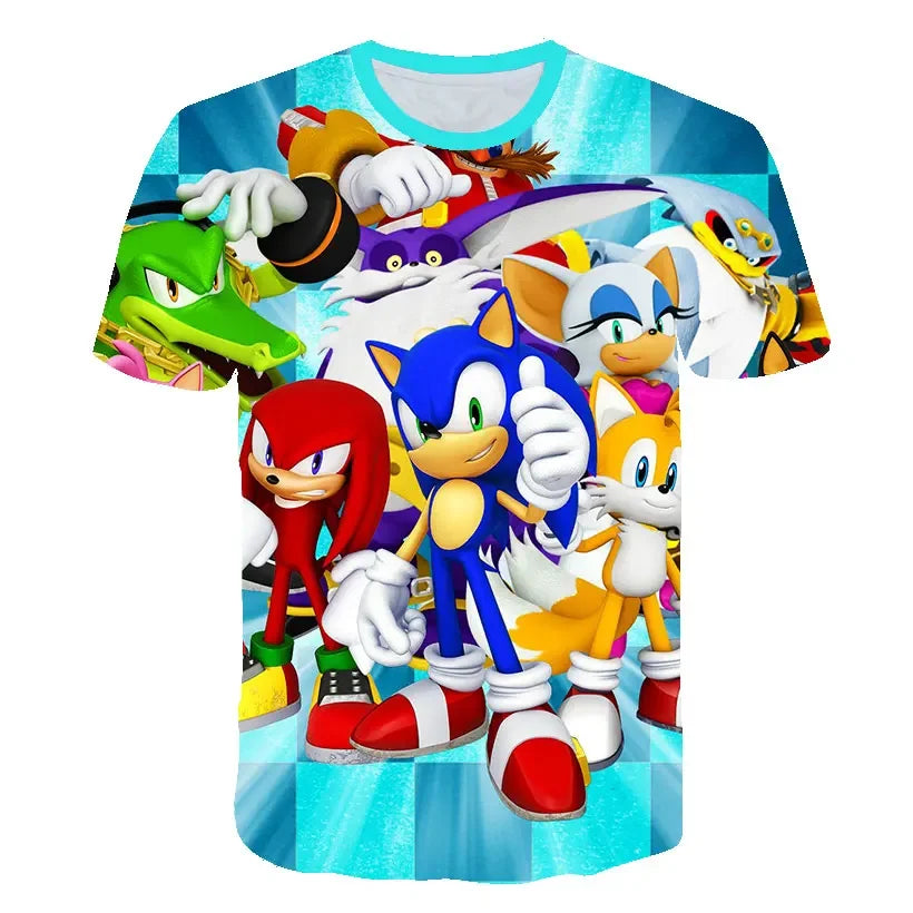 Boys 3D Printing Clothes New Cartoon Anime Sonic T shirt Kids Clothing Boys Girls Cartoon Game Boy Summer Children T-shirt Tops