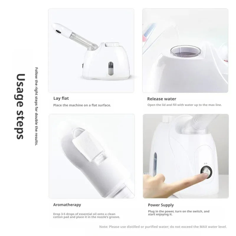 360° Rotatable Hot Mist Facial Steamer Multi-functional Home Spa Beauty Instrument Deep Hydration Skin Care Face Vaporizer