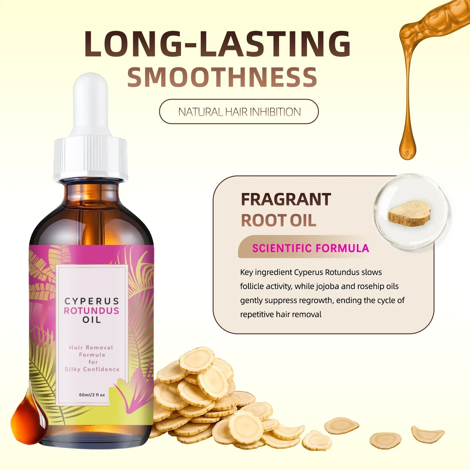 1-20 Pcs Natural Hair Growth Inhibitor Oil - Long-Lasting Reduction with Jojoba & Almond Oil for Smooth, Silky Skin.