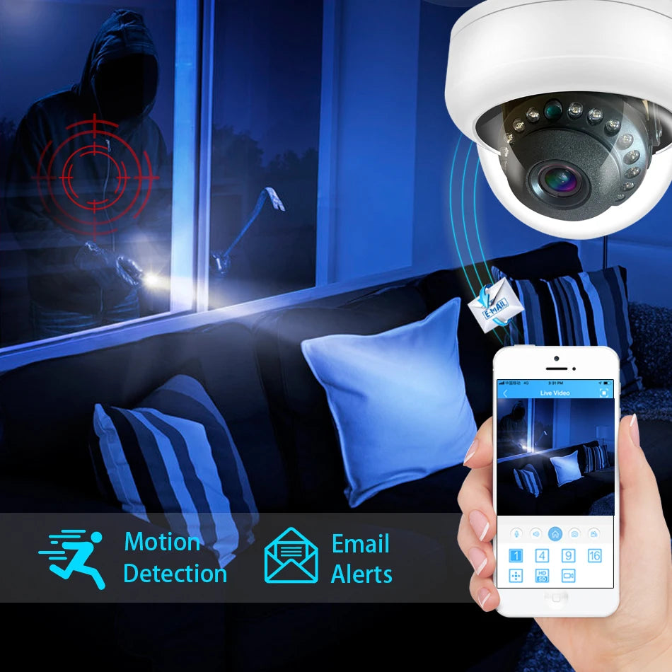 4K Video Surveillance Camera POE Doms Dome IP Onvif Audio 48V