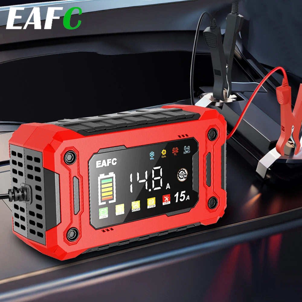 12V 8A /12V 15A Car Battery Charger | One-Touch Pulse Repair & Auto Start | All-in-One