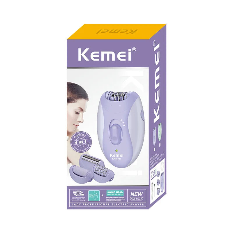Kemei 6037 Lady Epilator 4 in 1  Women Shaver Female Shaving Machine Body Care