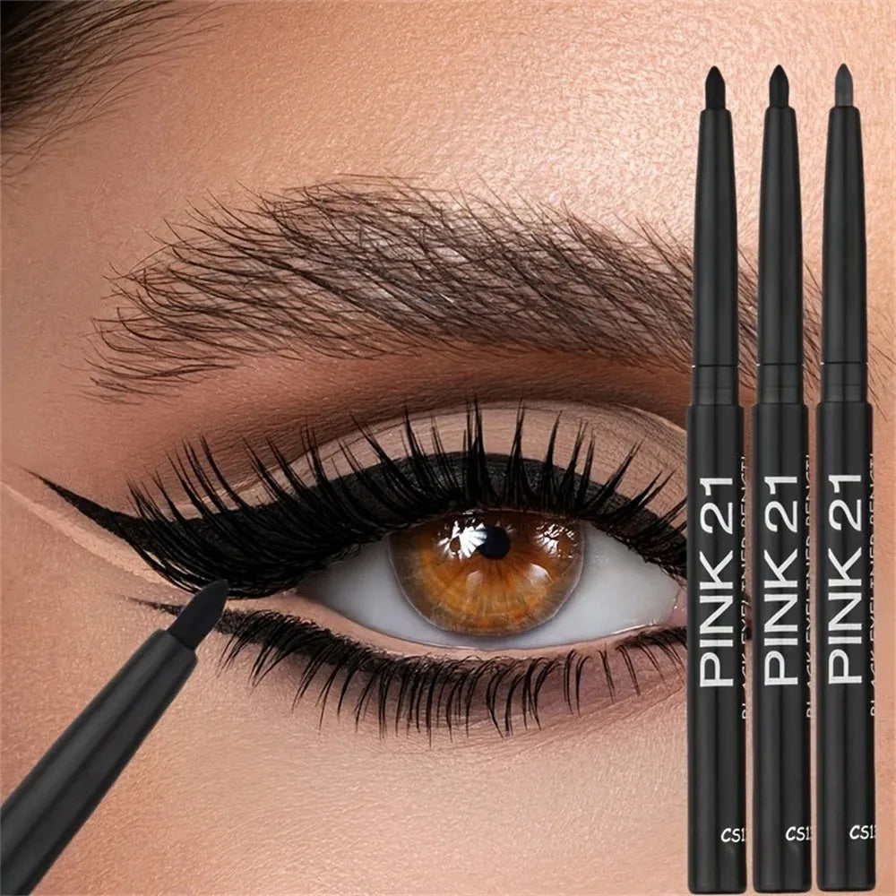 3Pcs Automatic Retractable Eyeliner. High-Pigment Matte Waterproof