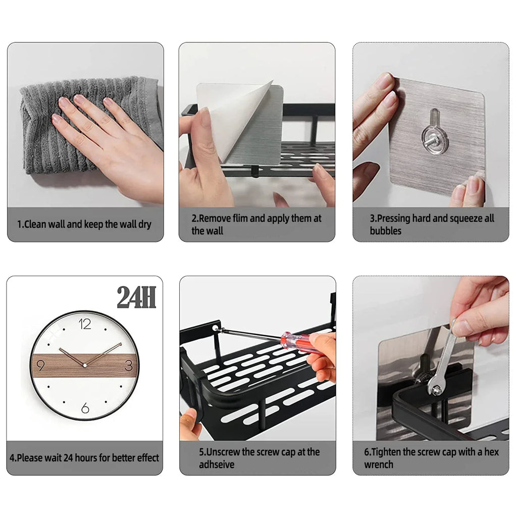 Bathroom Storage Rack No Drill Shelves Wall Mount Corner