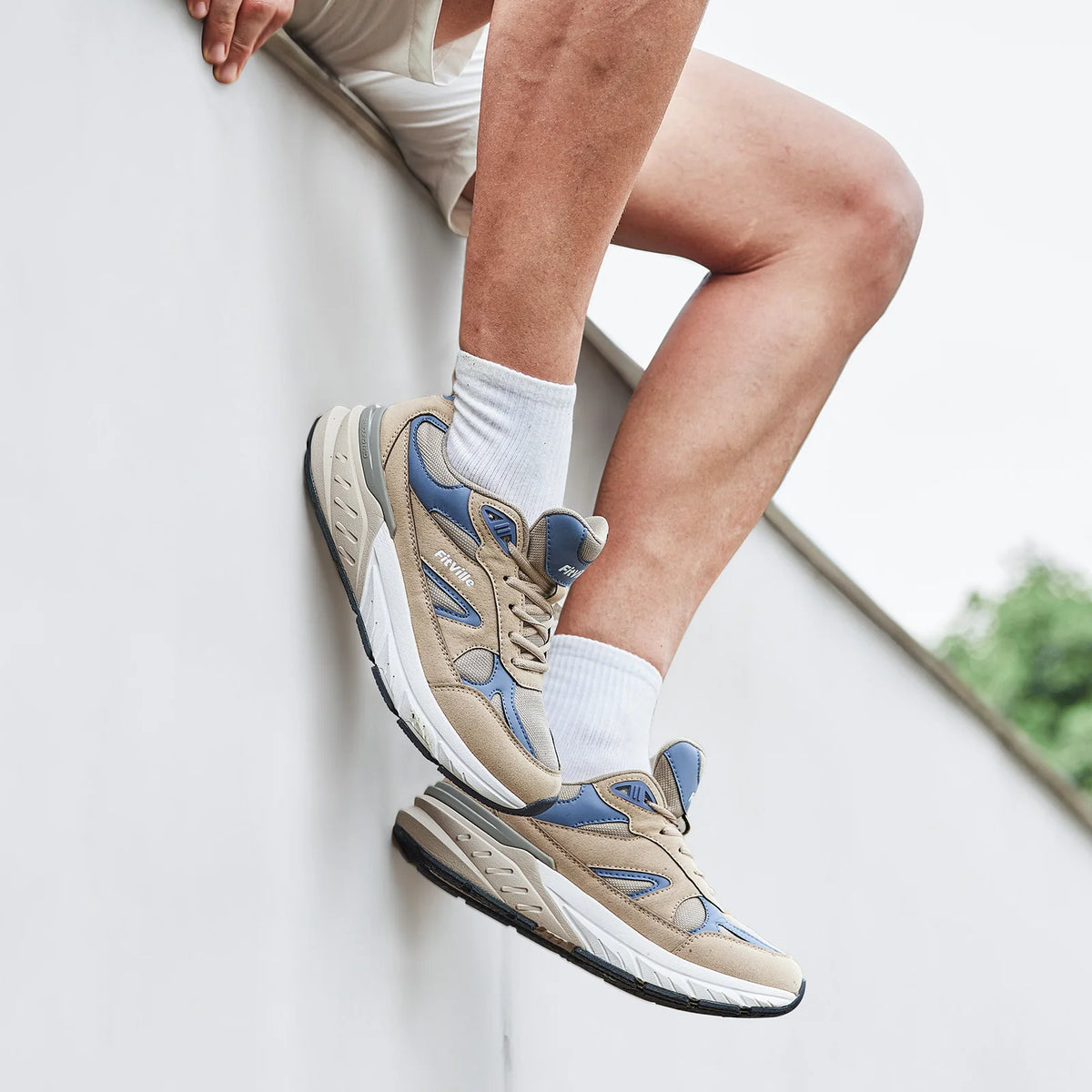 FitVille Newest Walking Shoes for Men Wide Width Sneakers with Arch Support for Flat Feet