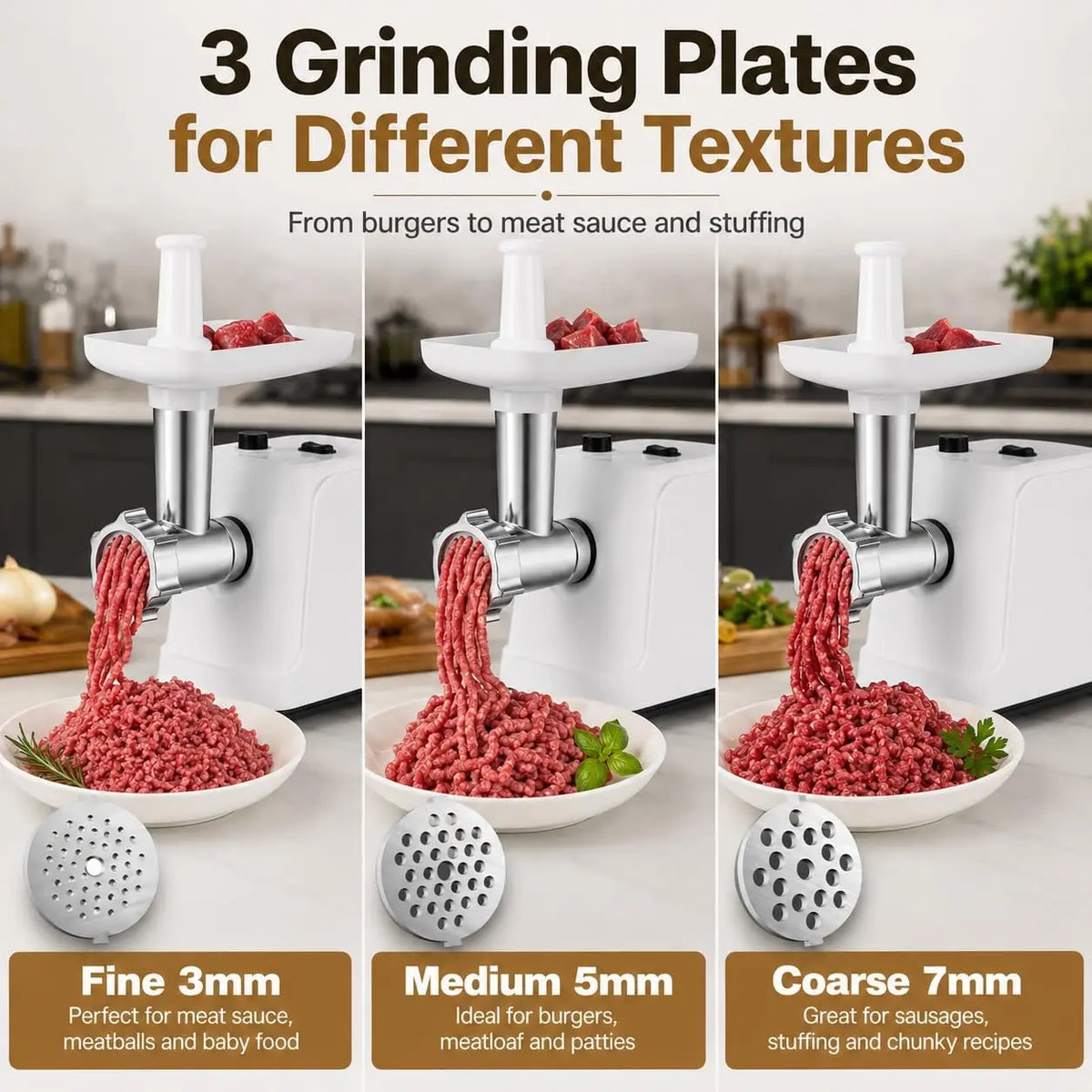 Meat Grinder Premium Compact Size Sausage Stuffer Kitchen Use White