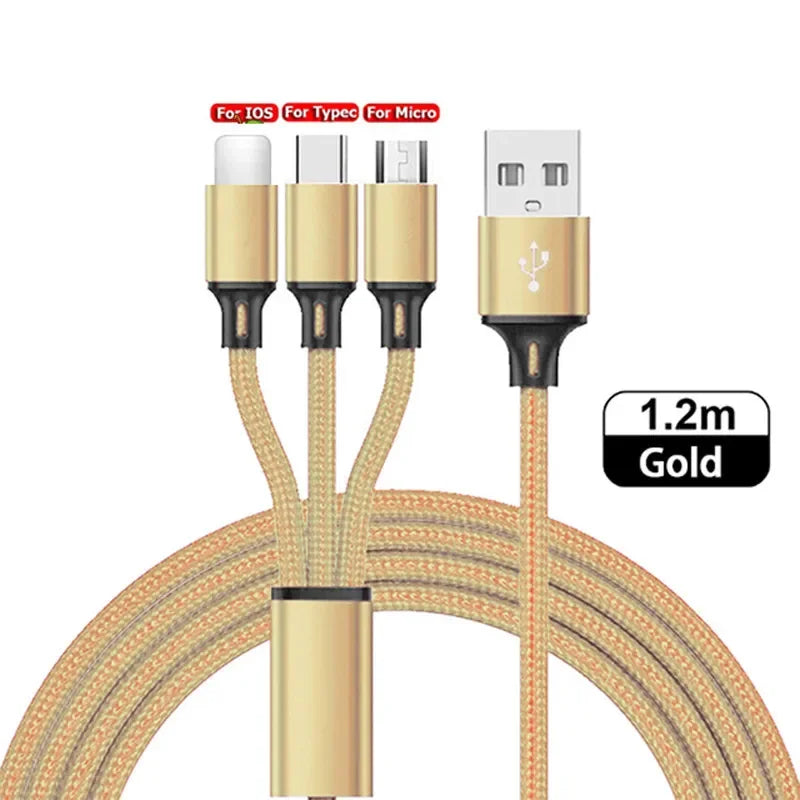 KADIXI 3 In 1 USB Fast Charging Cable Type C Micro IOS