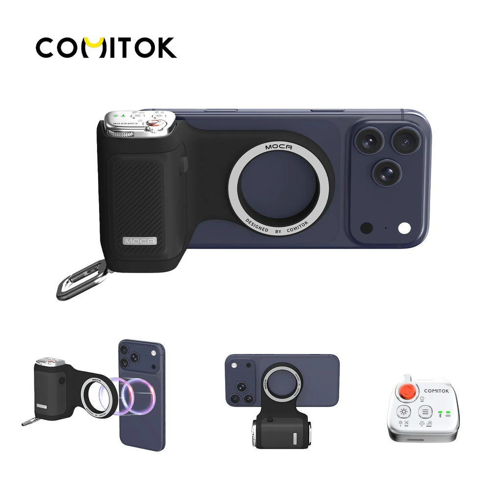COMITOK Magnetic Phone Grip with Remote Control Portable Shooting Handle for iPhone