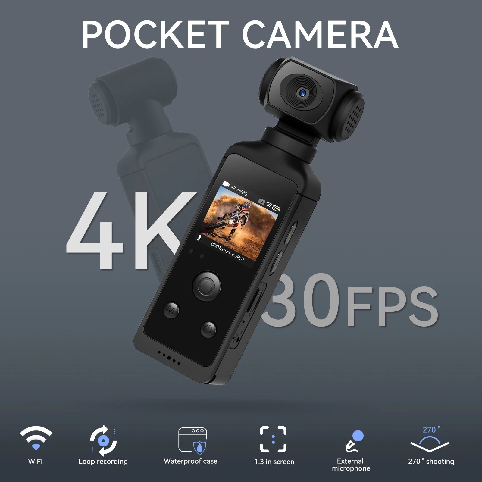 1.3" 4K HD Mini Handheld Camera Night Vision WiFi Digital Portable