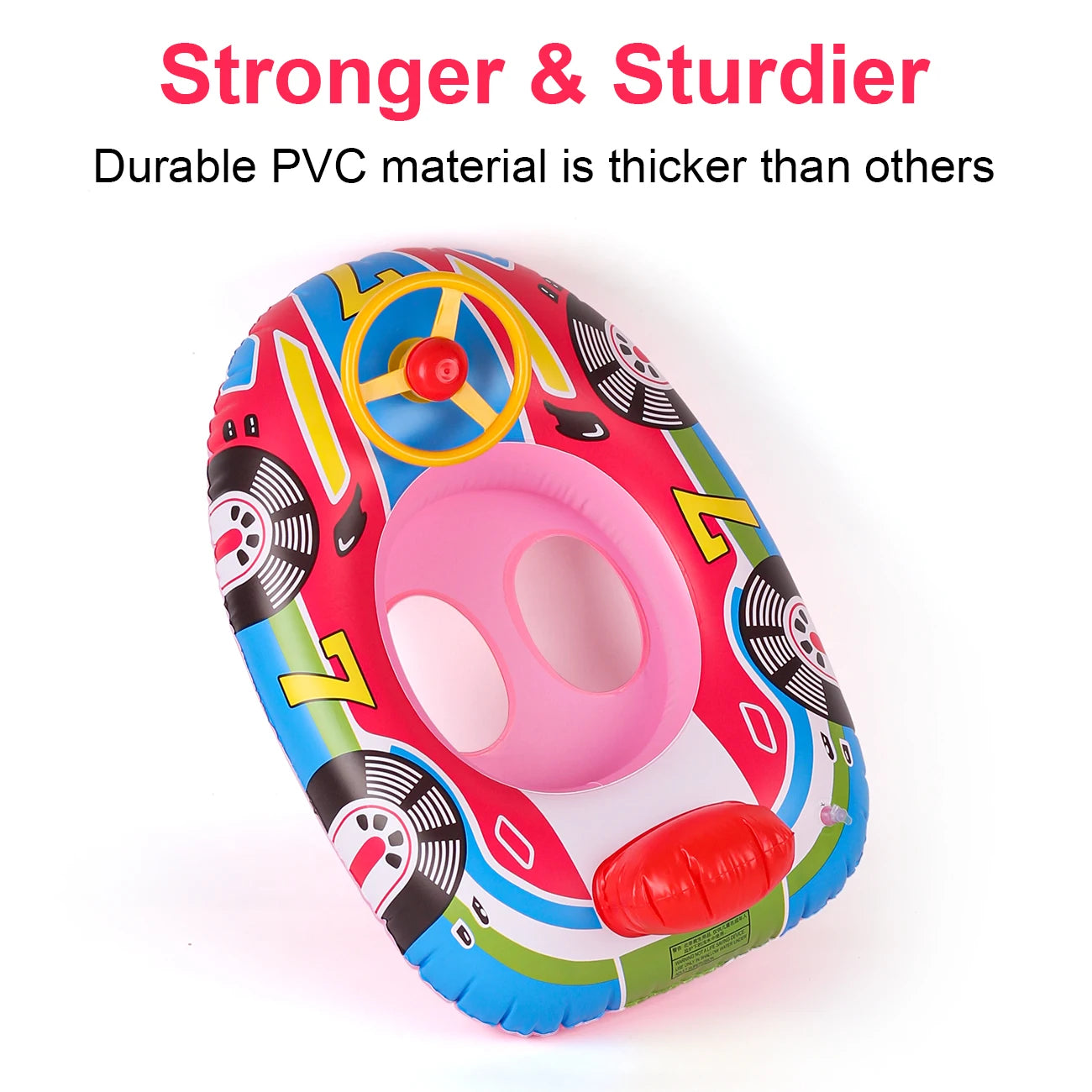 1PC Swimming Pool Float Ring Seat, Cute Car-shaped Inflatable Summer Beach Pool Tube with Handles (Blue and Pink)