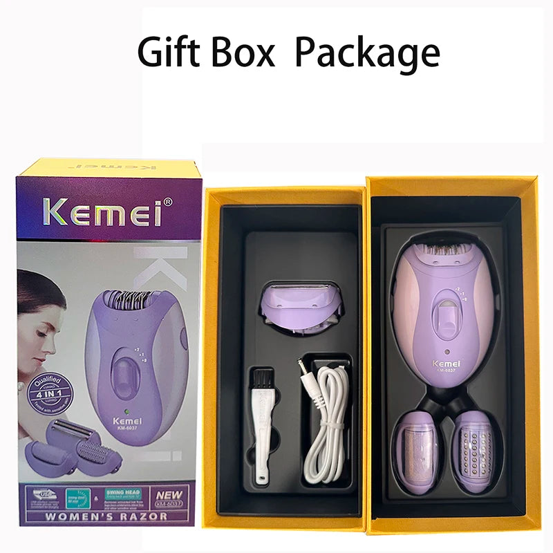 Kemei 6037 Lady Epilator 4 in 1  Women Shaver Female Shaving Machine Body Care