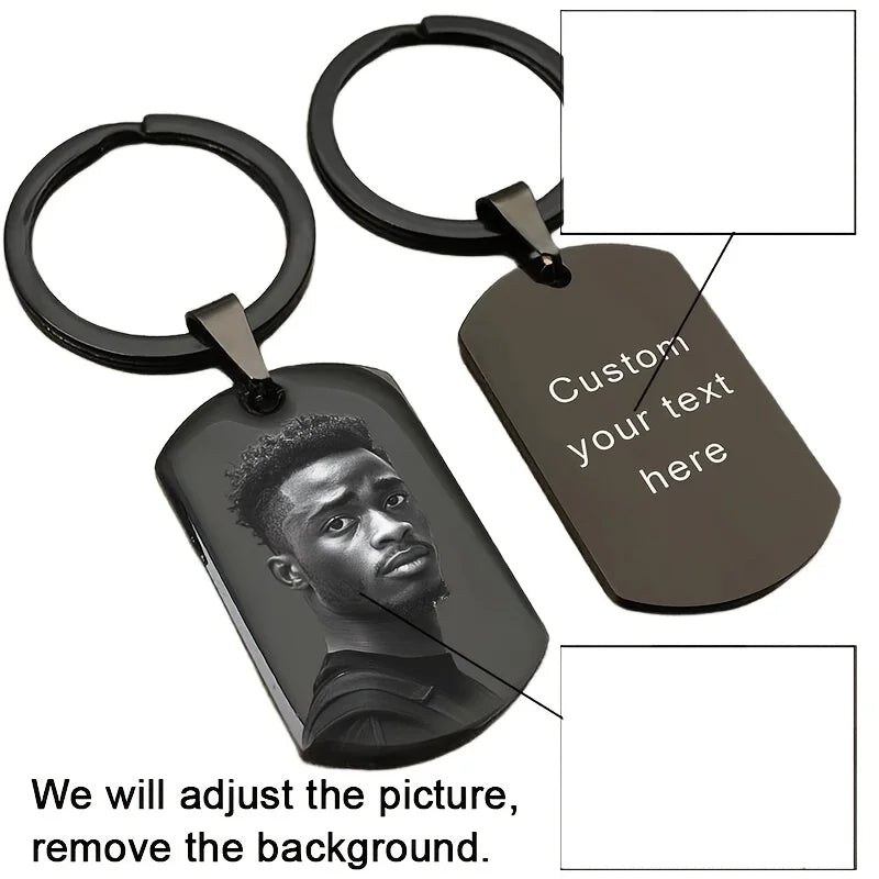 Personalized Photo Keychain, Custom-Engraved Stainless Steel Dog Tag, Perfect Commemorative Gift for Dog and Cat Lovers, Ideal Gift for Birthdays and Christmas