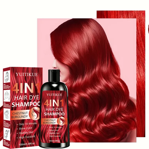 100ml YUITIKUE 4 In 1 Hair Color Shampoo Chestnut Burgundy Easy At Home Hair Dyeing