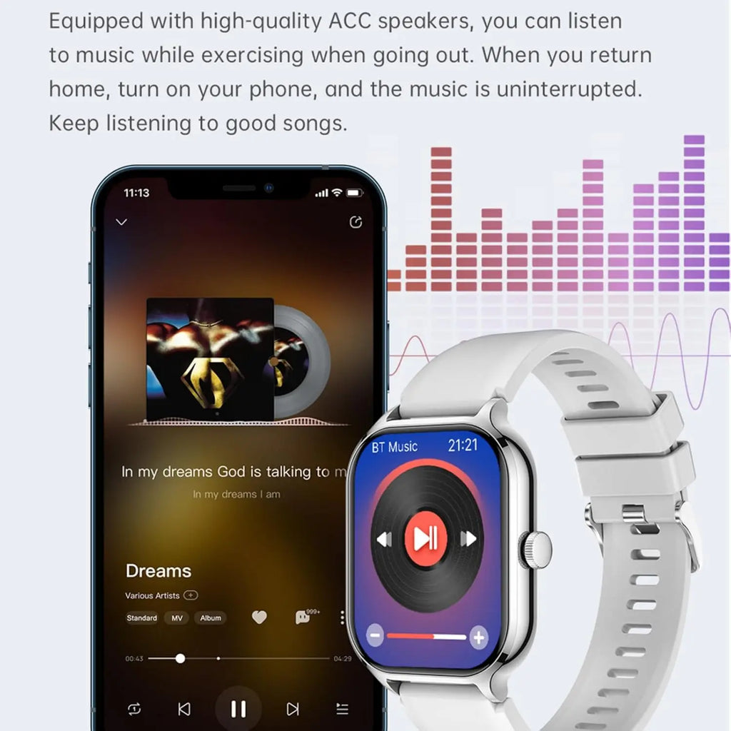 Smartwatch with HD Touch Screen, Wireless Calling, Alarm, Multi-Sport Modes
