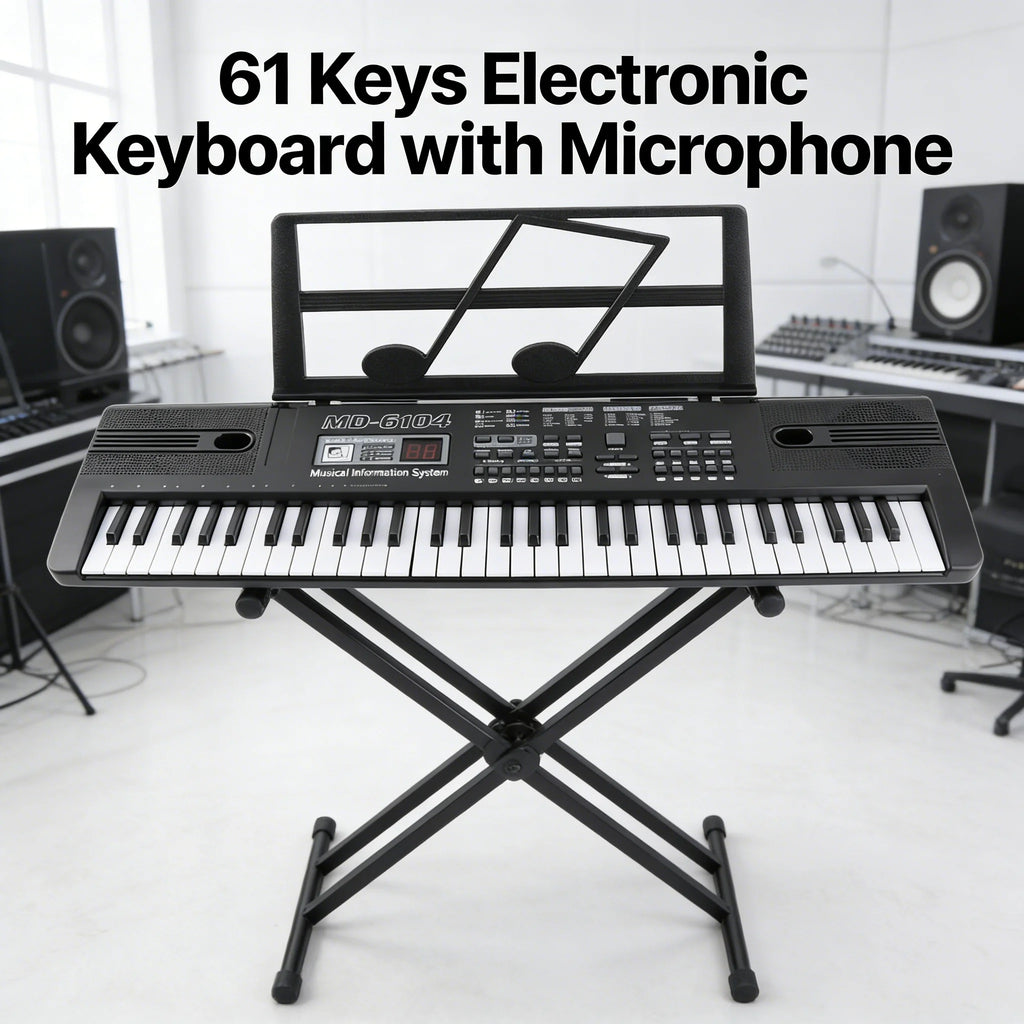 61-Key Electronic Keyboard with Microphone, Rich Built-in Tones and Rhythms, Perfect for Beginners to Practice and Play Their Fa