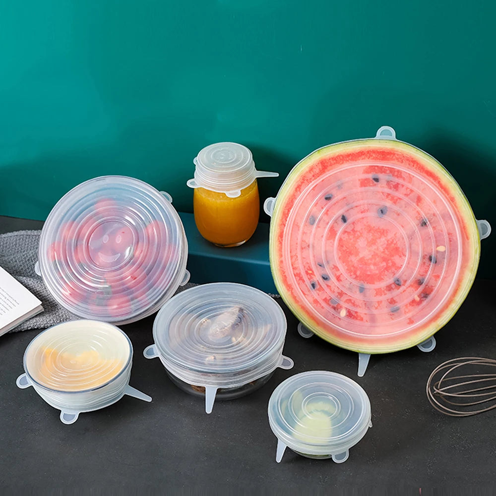 6Pcs Silicone Elastic Cover Universal Food Packaging Stretch