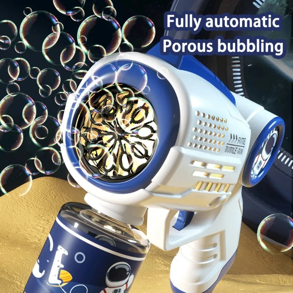 Automatic Bubbles Gun Astronaut Electric Soap Bubble Machine with Light Beach Outdoor Game Toys for Children Kids Birthday Gifts