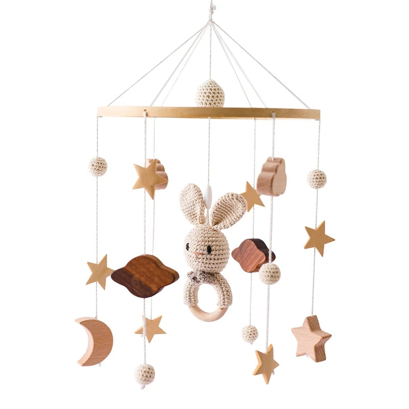 Let's Make Baby Rattle Toy 0-12 Months Wooden Mobile Newborn Music Box Bed Bell Hanging