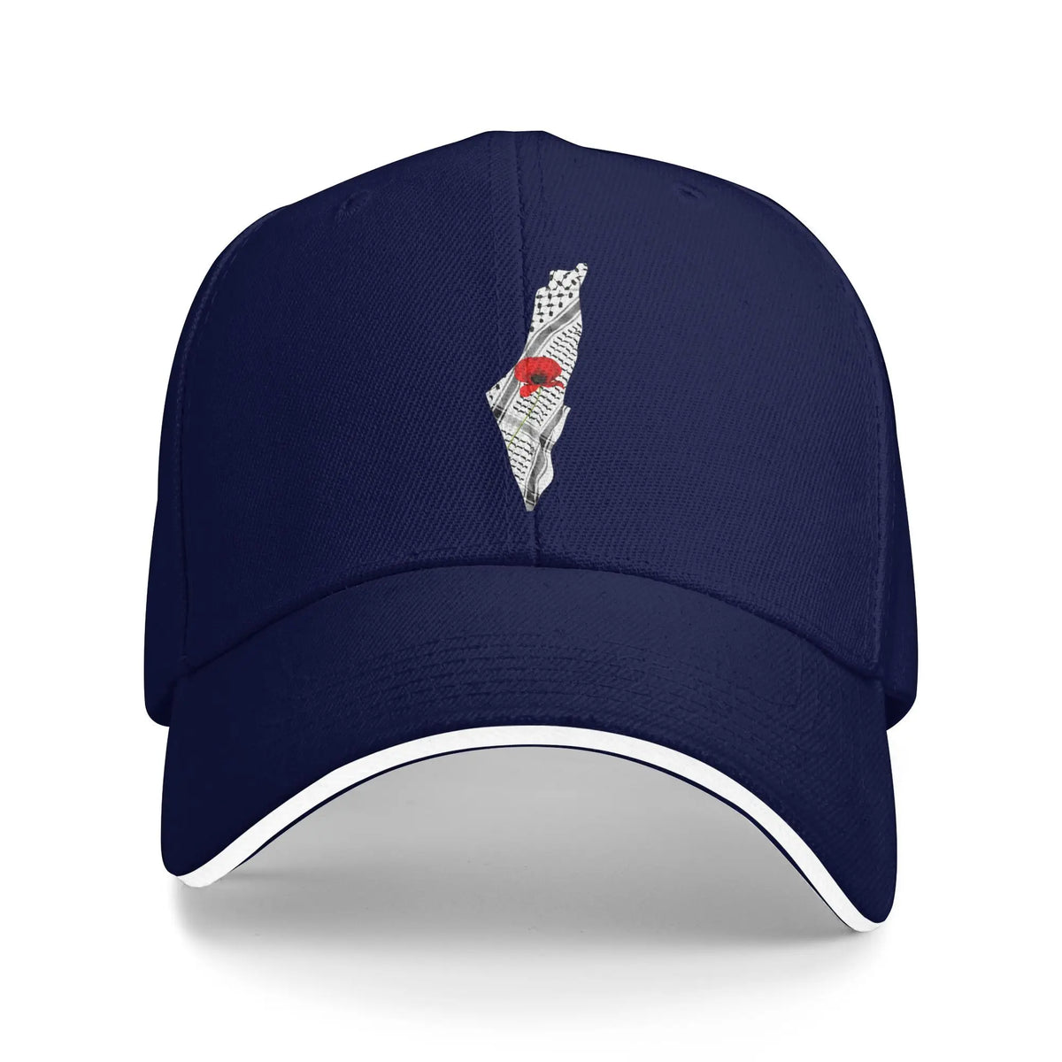 Palestine Map Keffiyeh and Poppy Baseball Cap