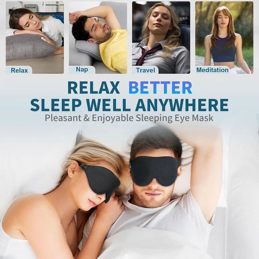 Unisex 3D Contoured Sleep Mask, Groove Molded Design Memory Foam Light Blocking Eyemask, Soft Comfortable for Travel Yoga Nap