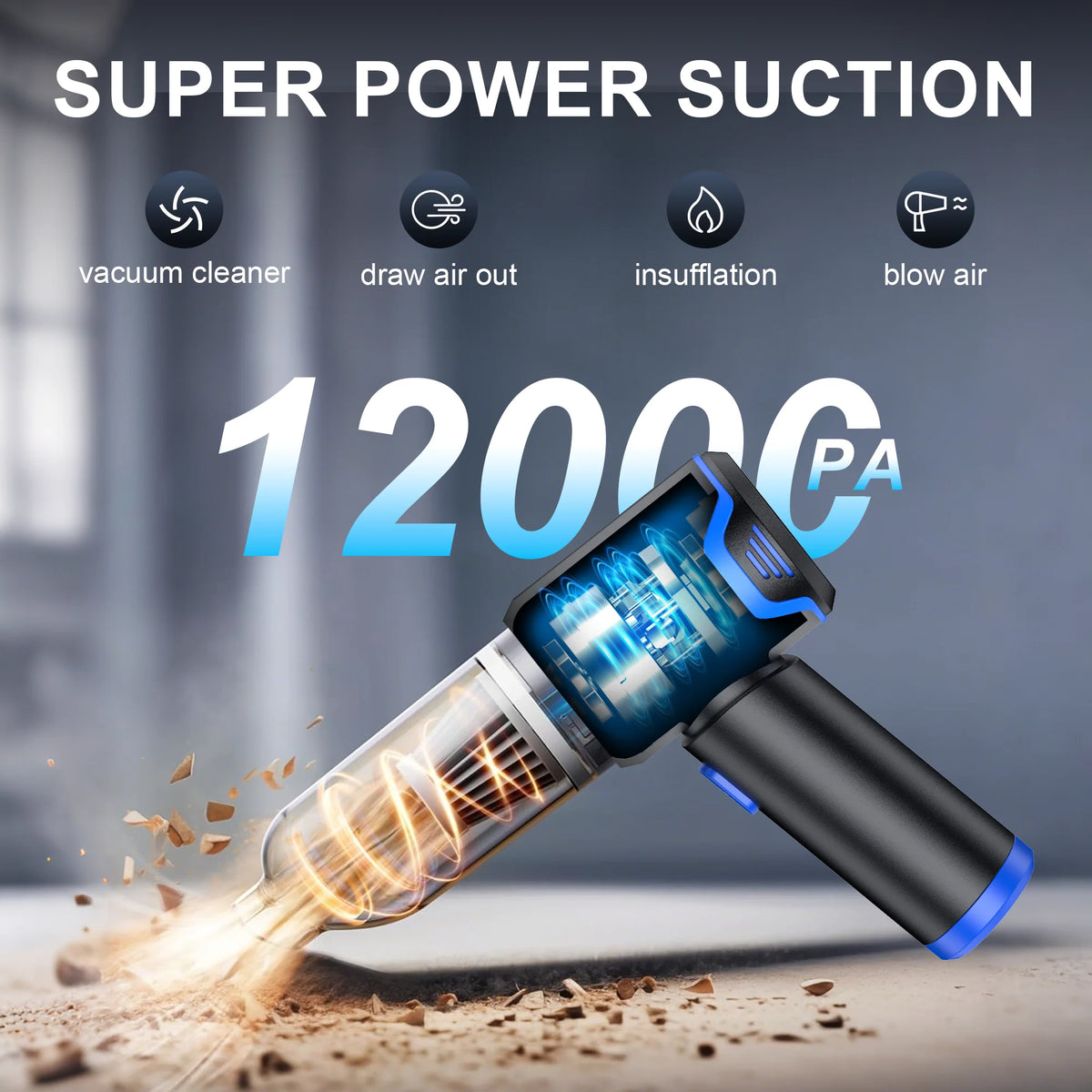Portable Wireless Car Vacuum Cleaner 12000PA Wireless
