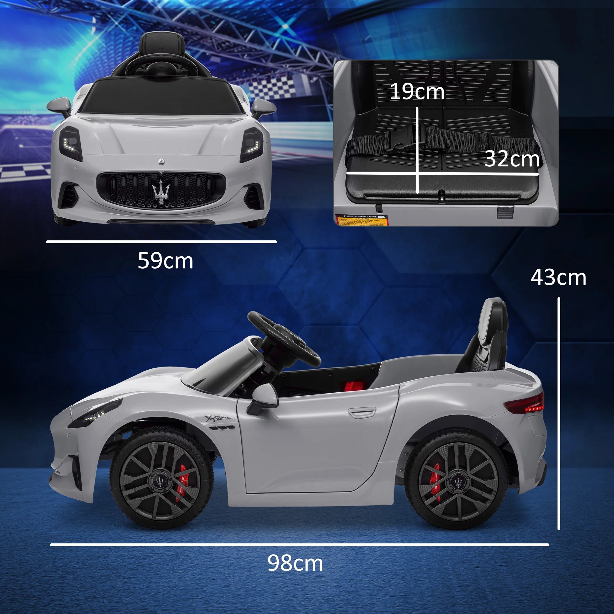 AIYAPLAY Kids Electric Car 12V Kids Car 2.4 GHz remote control 2 Motor Grey