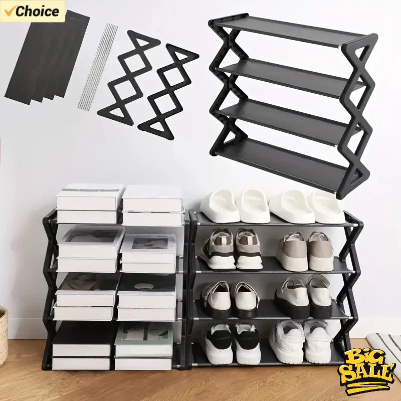 4Layer X-Type Shoe Rack Multi Layered Space Saving