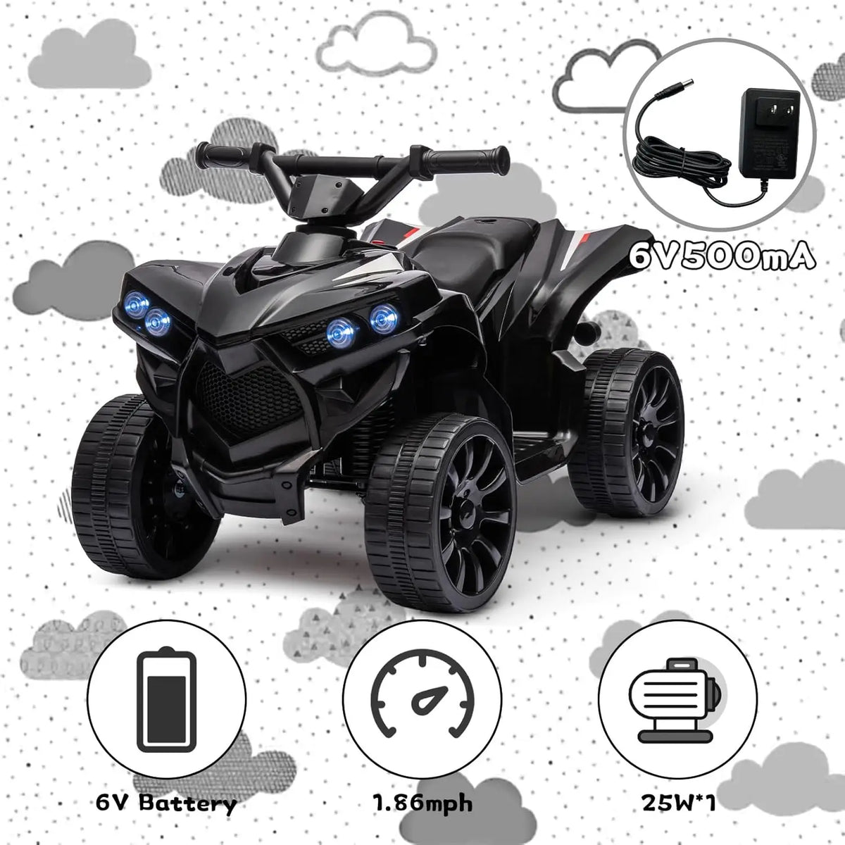 6V Ride on Toy, Kids ATV 4 Wheeler with 1.8MPH Max Speed